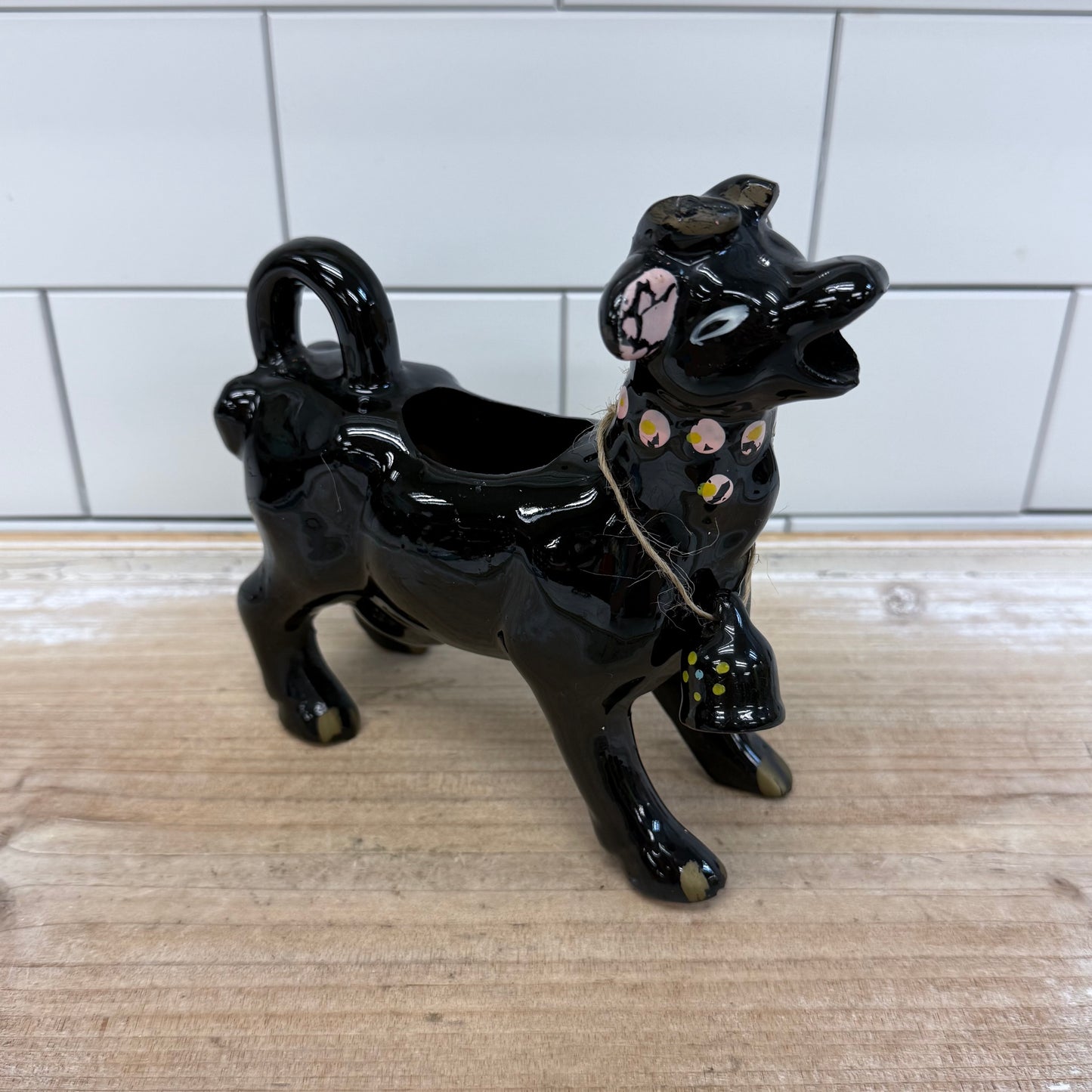Cow with Bell Redware Pottery Creamer Pitcher