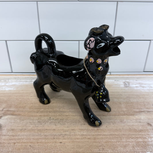 Cow with Bell Redware Pottery Creamer Pitcher