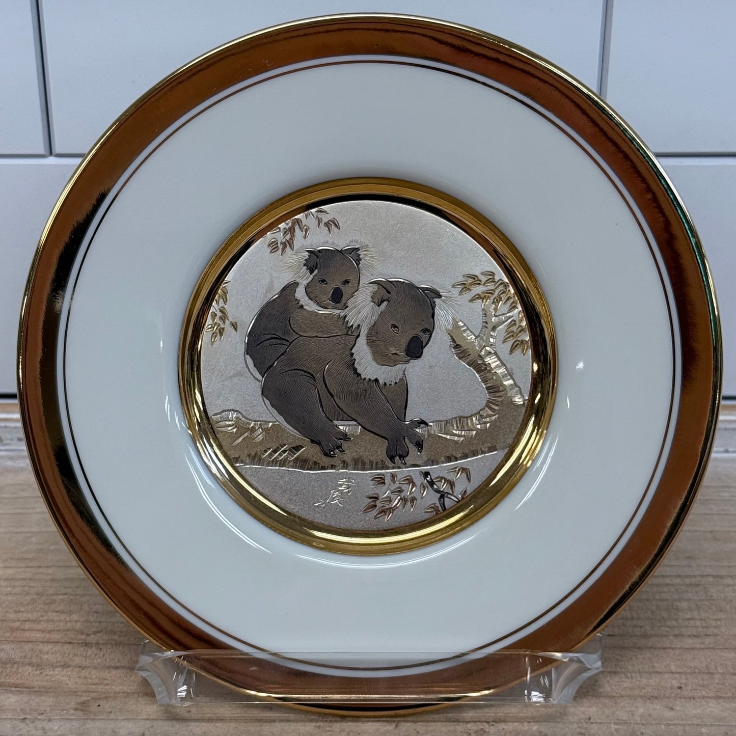 Chokin Gilded Plates Set of 3 Mid-Century Porcelain