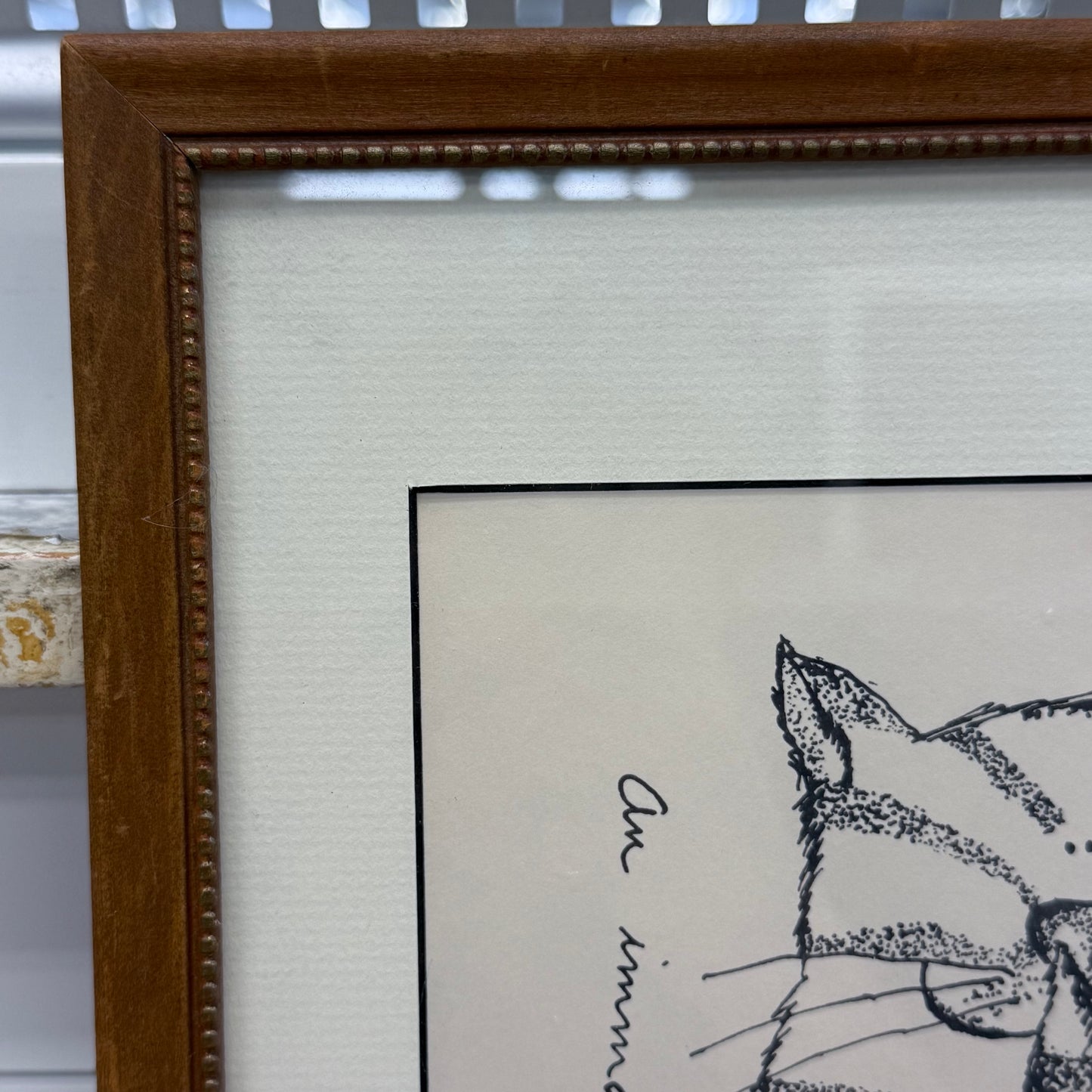 Original Cat Ink Drawing Humorous Quote Folk Art