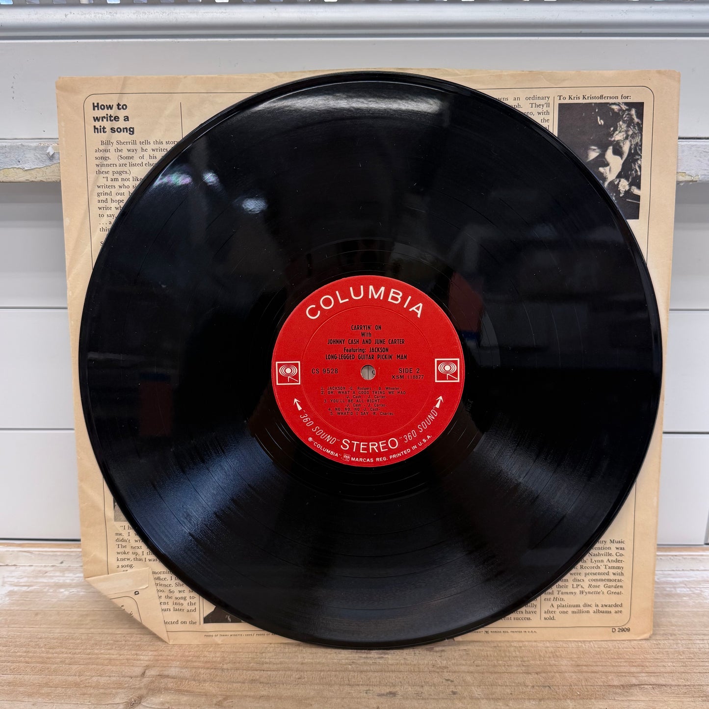 Carryin’ On Johnny Cash & June Carter Vinyl Record LP 1967 #CS 9528