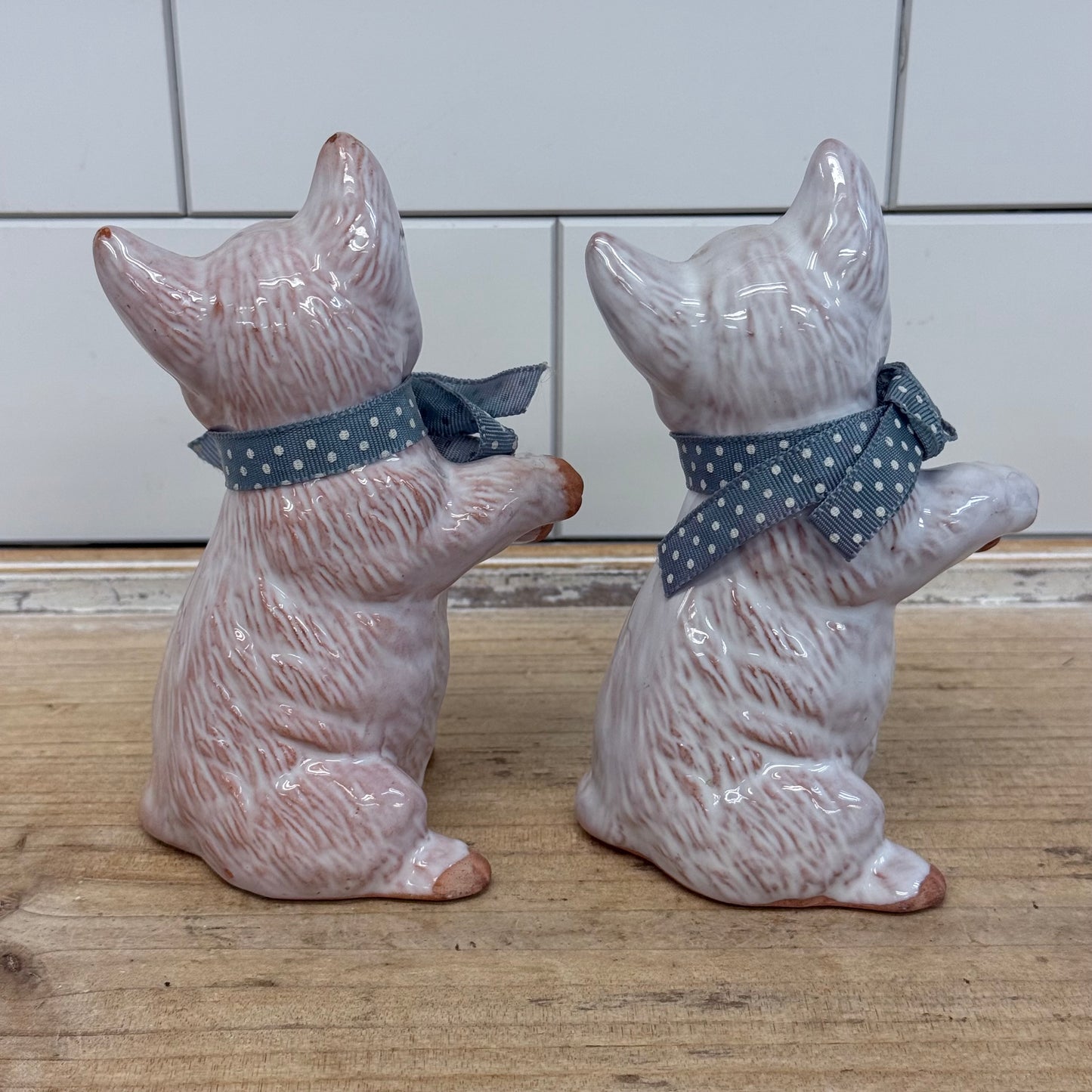 UCGC Cat Figurines Set of 2 Glazed Terracotta 1987
