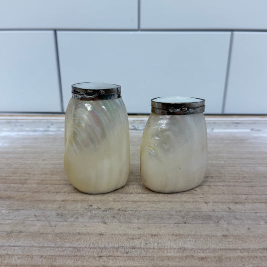 Two’s Company Mother of Pearl Shell Salt & Pepper Shakers