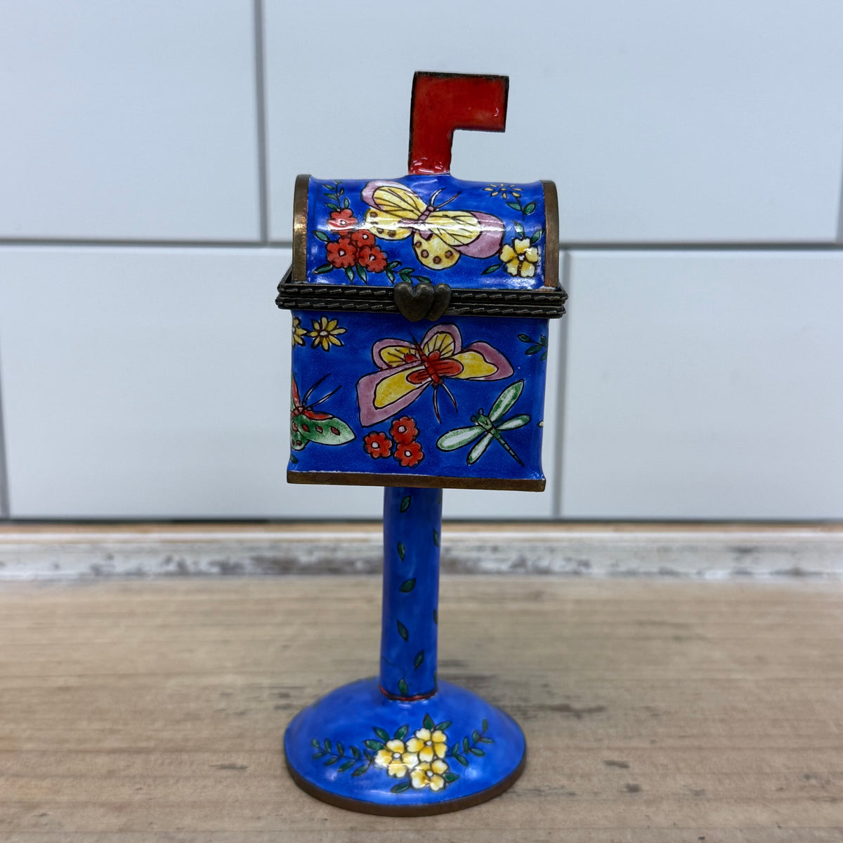 Empress Arts Blue Butterfly Mailbox Trinket Box 2000 with Gift Box