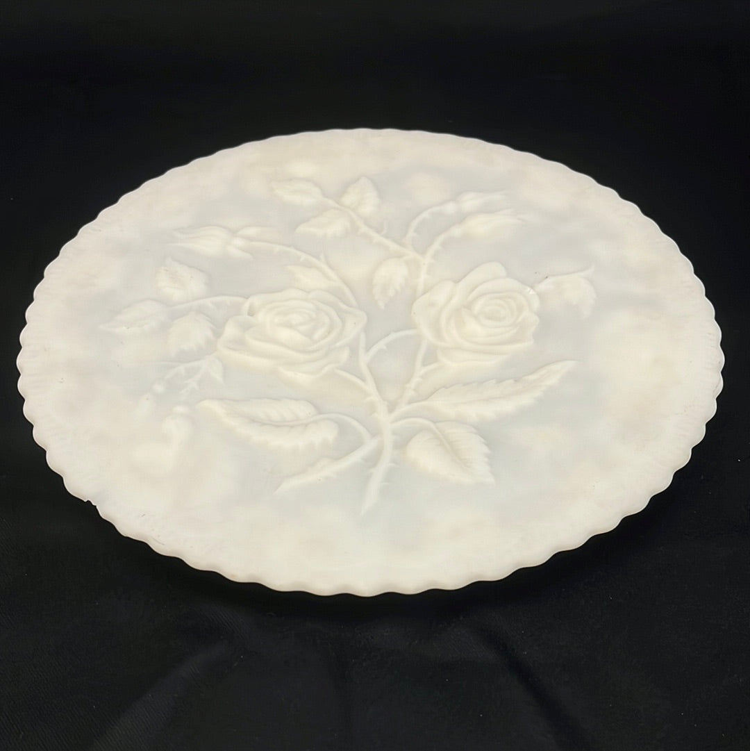 Imperial Milk Glass Embossed Serving Platter