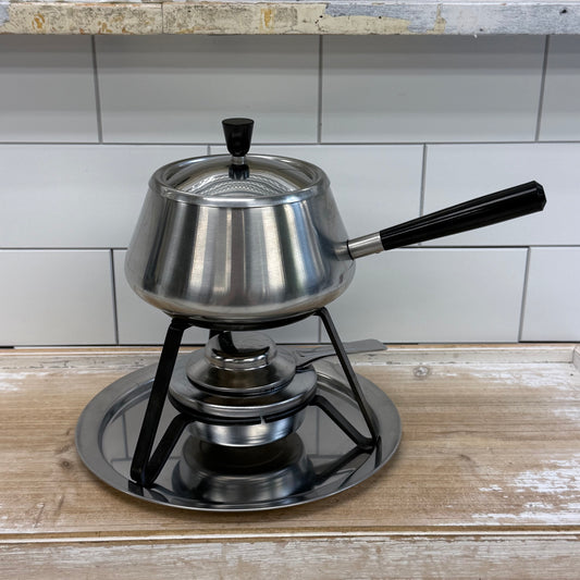 Vintage Spring Stainless Steel Fondue Pot Set