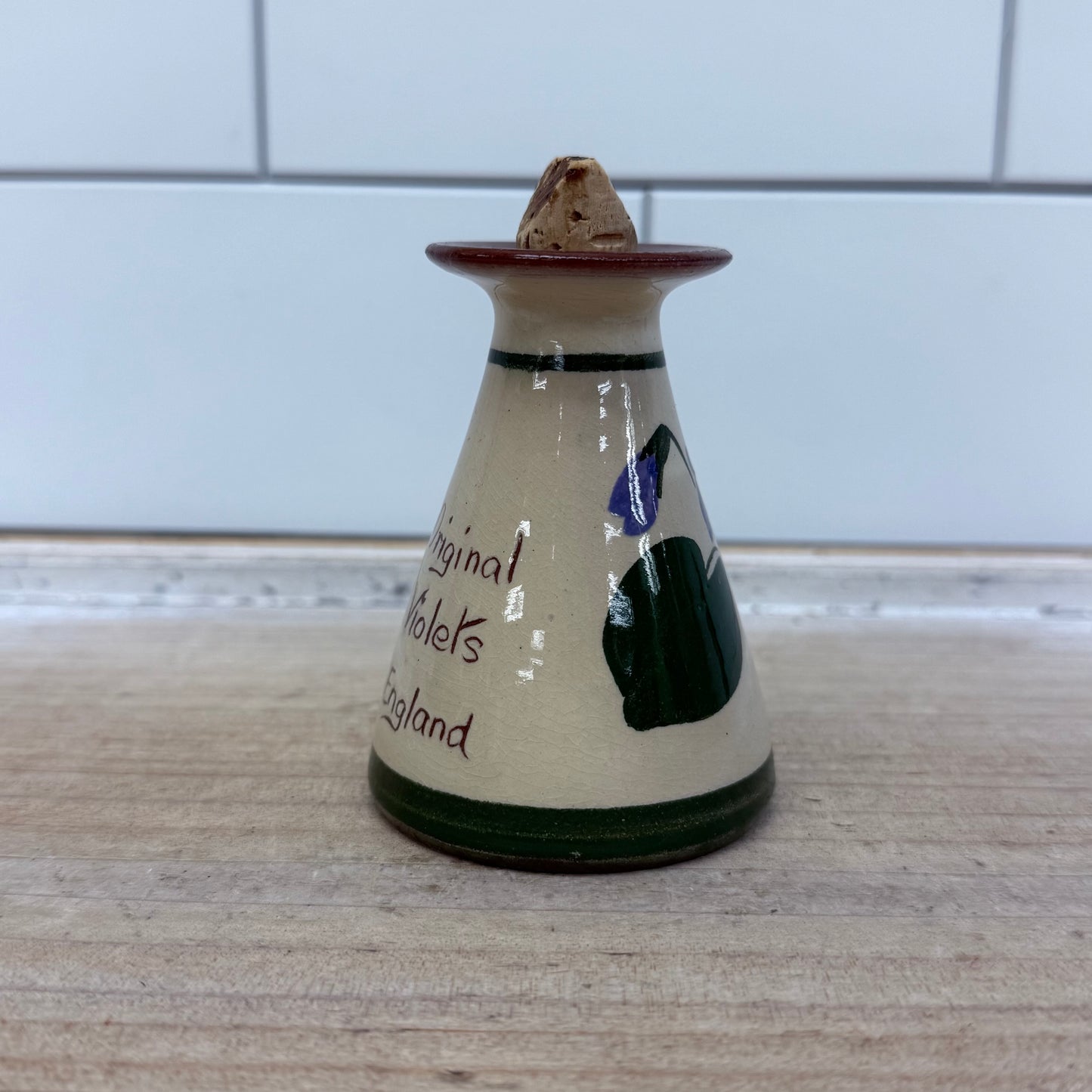Torquay Pottery Devon Violets Perfume Bottle, Mottoware
