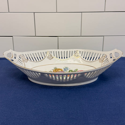 Reticulated Floral Serving Bowl German Porcelain