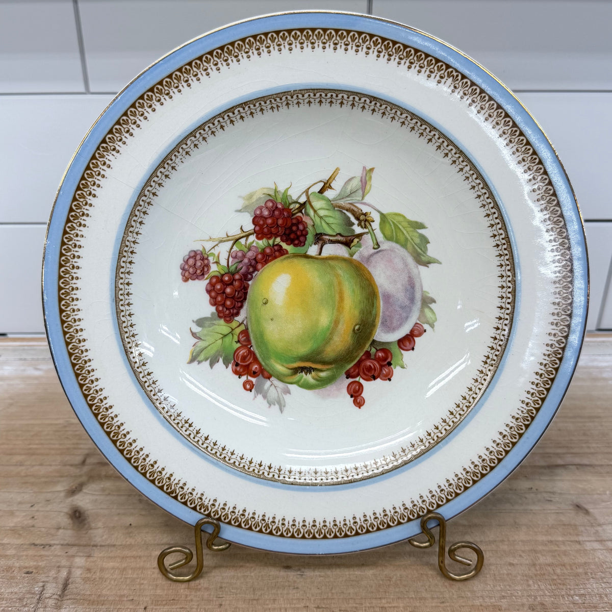 Crown Ducal Fruit Plates Set of 3 Vintage English Pottery 1940s