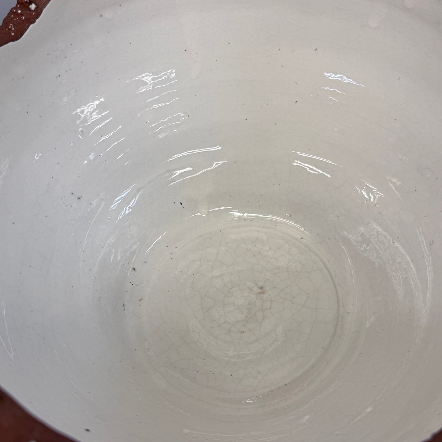 Studio Art Pottery Planter White Glazed Stoneware Organic Rim
