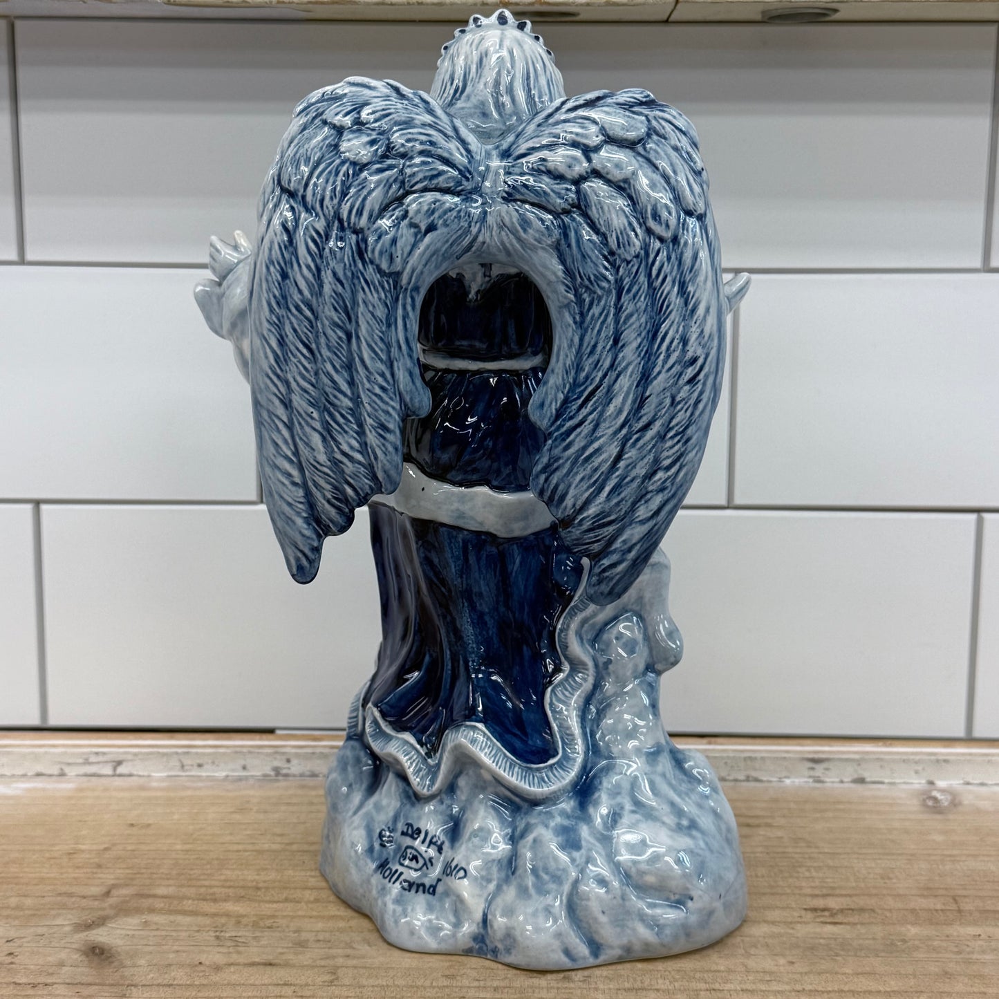 Delft Holland Angel Figurine #1610 Signed Hand Painted Ceramic