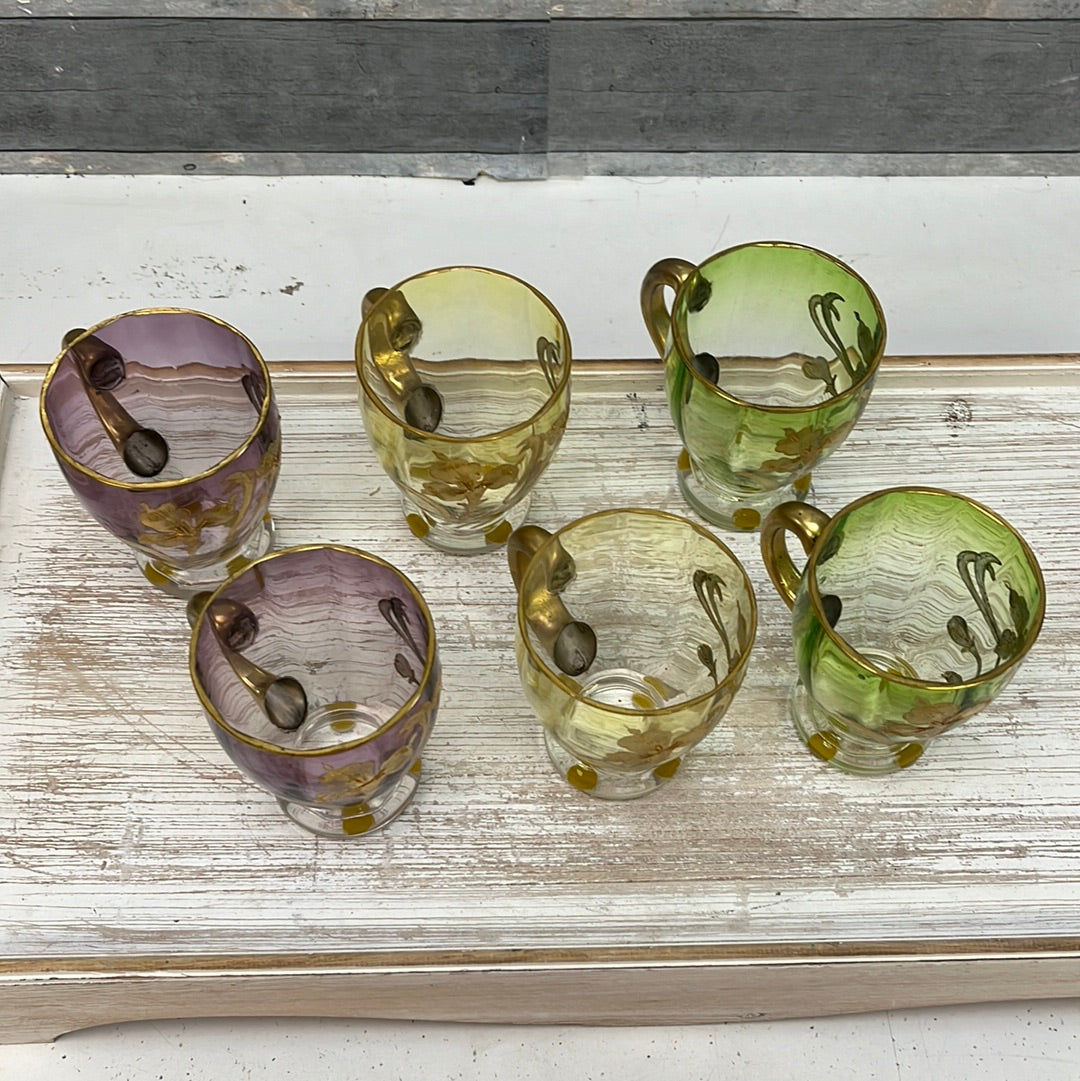 Vintage Gold Scrolled Glass Teacups