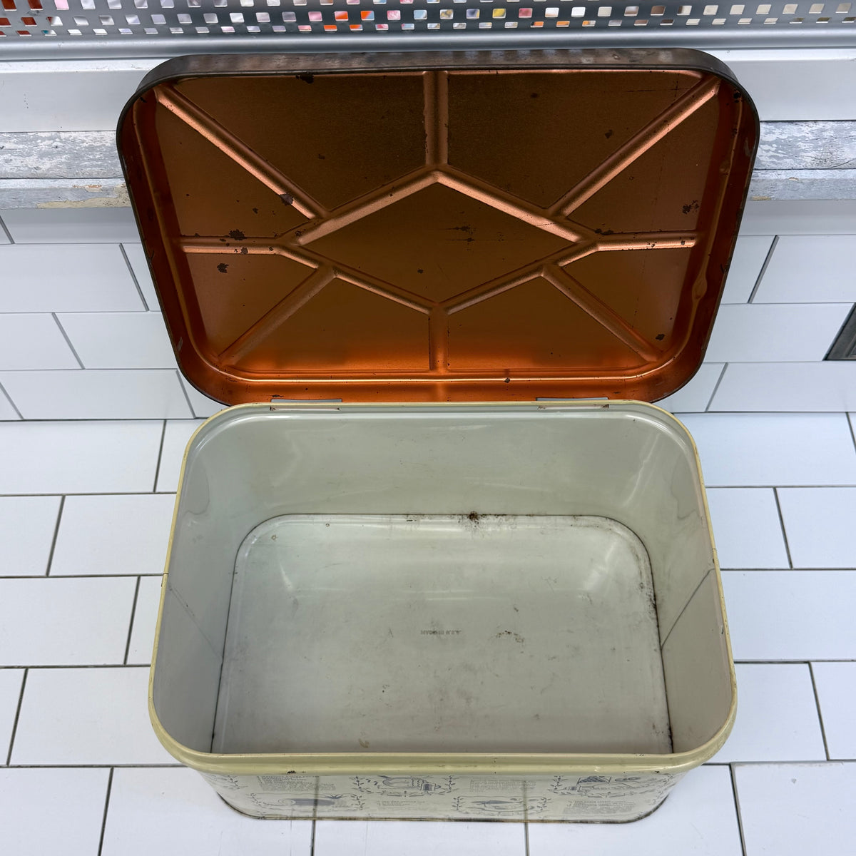 Recipe Print Metal Bread Box Vintage 1950s