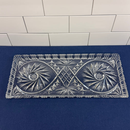 Pinwheel Hobstar Cut Crystal Serving Tray