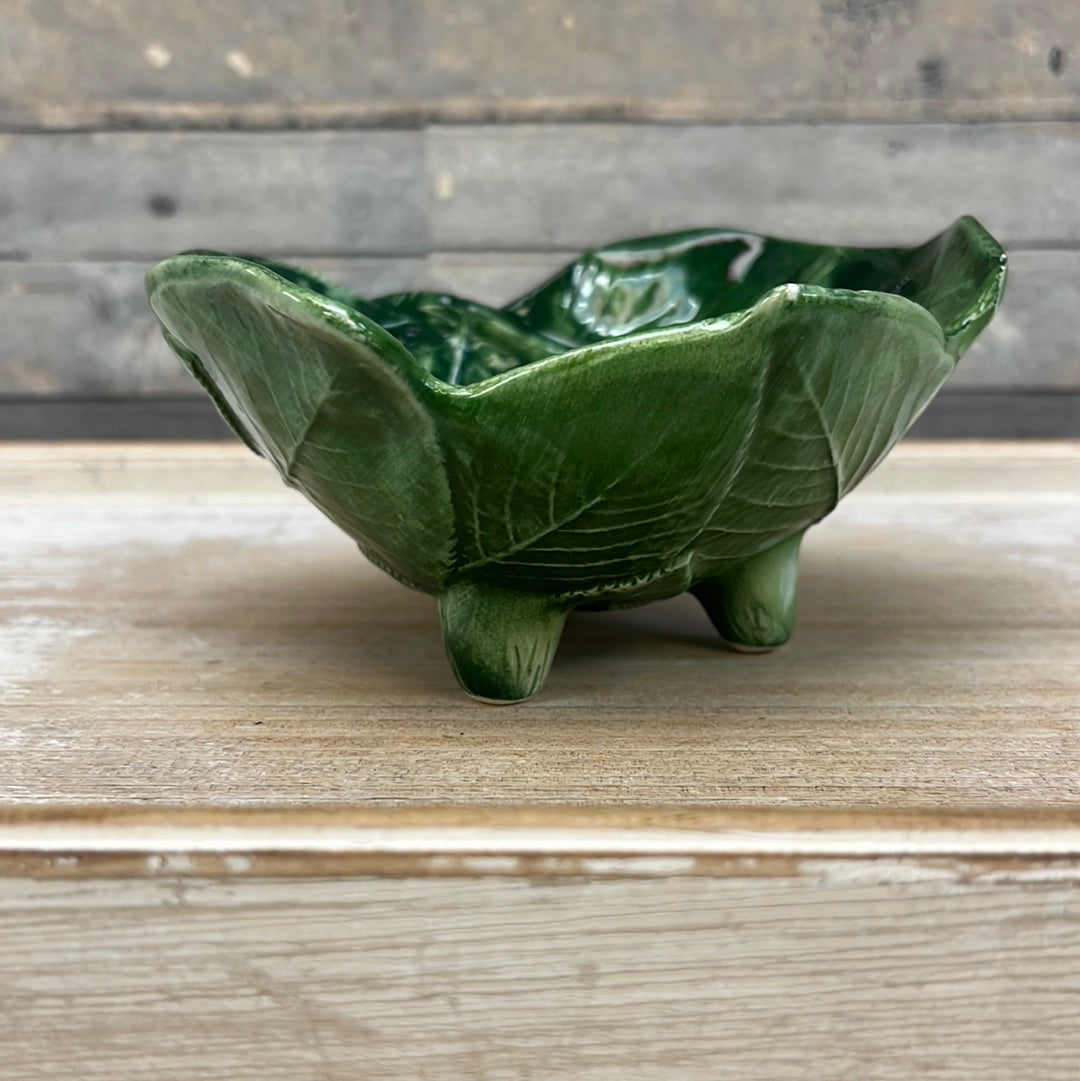 Hand-painted Cabbage Leaf Bowls, Set of 2