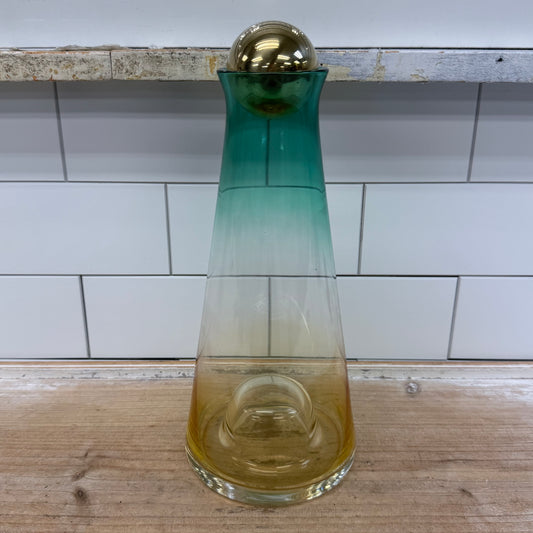 Crofton Ombré Art Glass Decanter Turquoise Amber