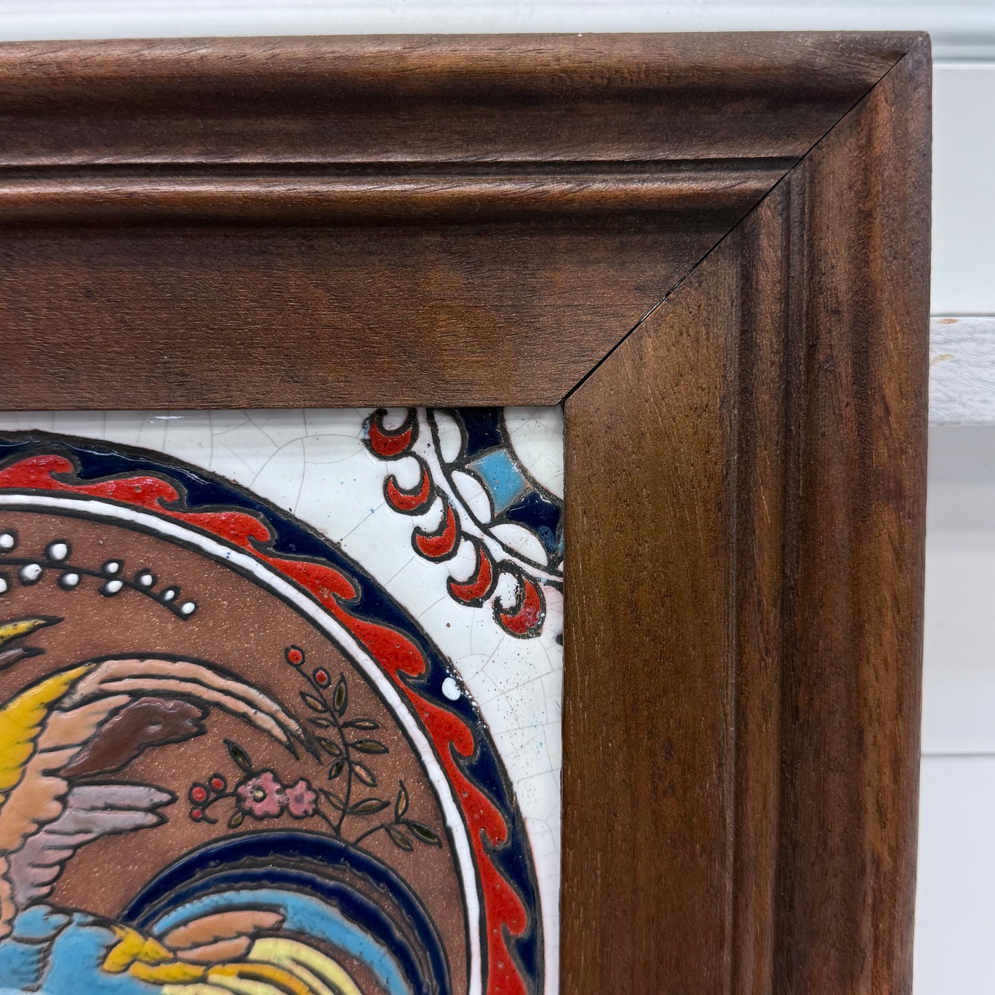 Ceramiberica Spain Framed Bird Tile, Glazed Terracotta