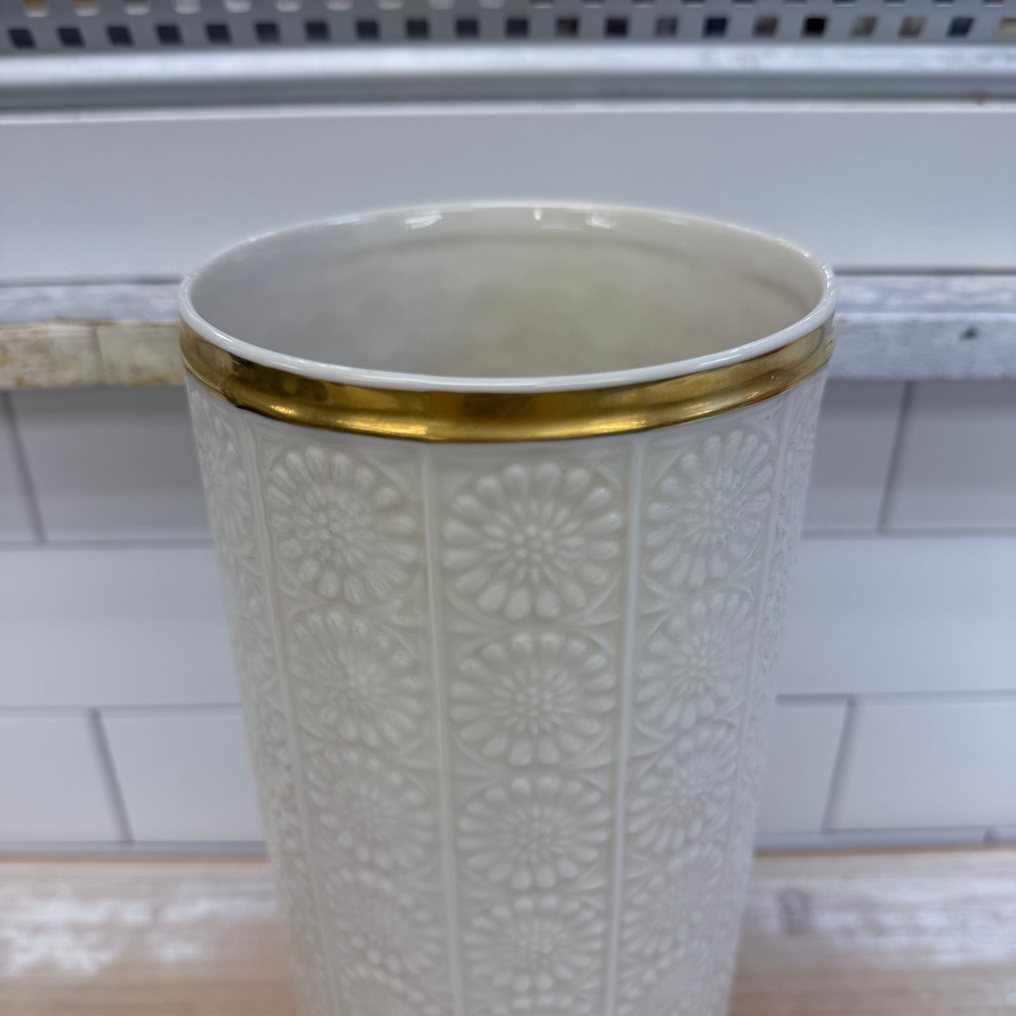 Lenox Fjord Sunflower Vase, Gilded Porcelain