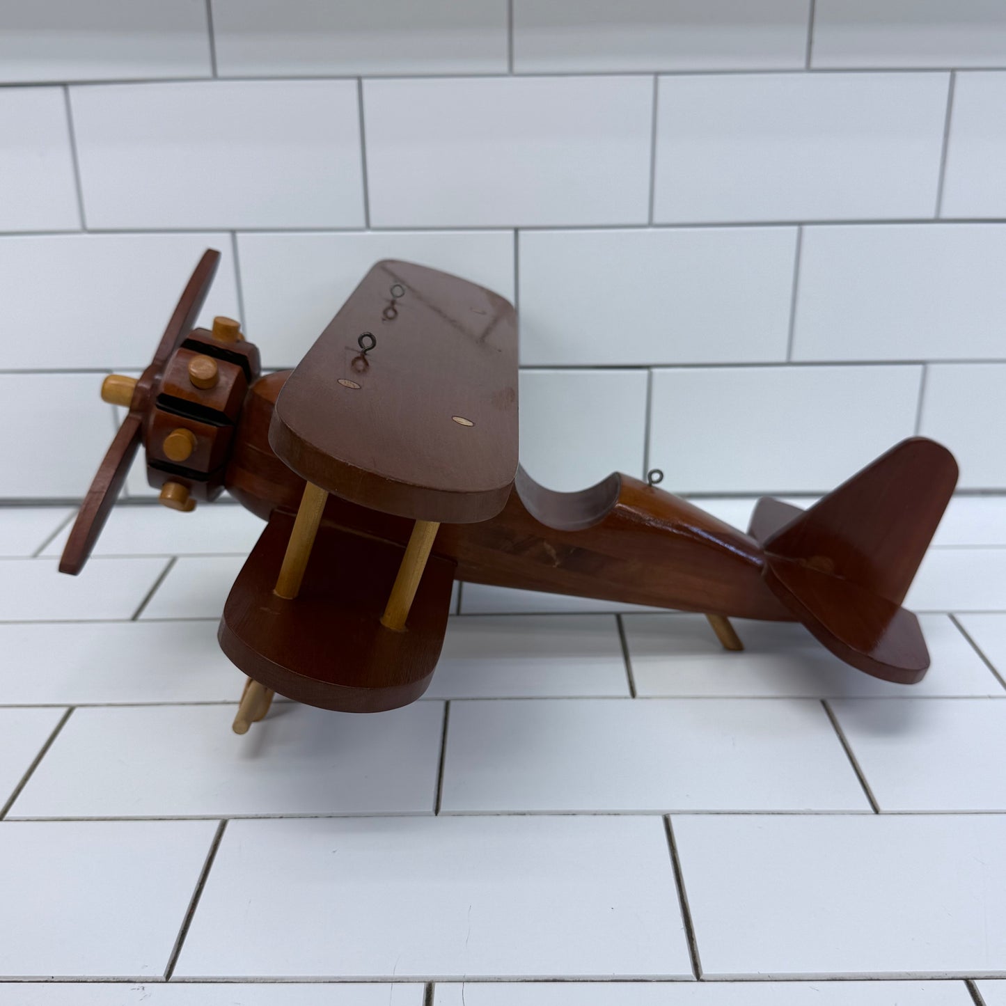 Vintage Wooden Bi-Plane Hanging Sculpture