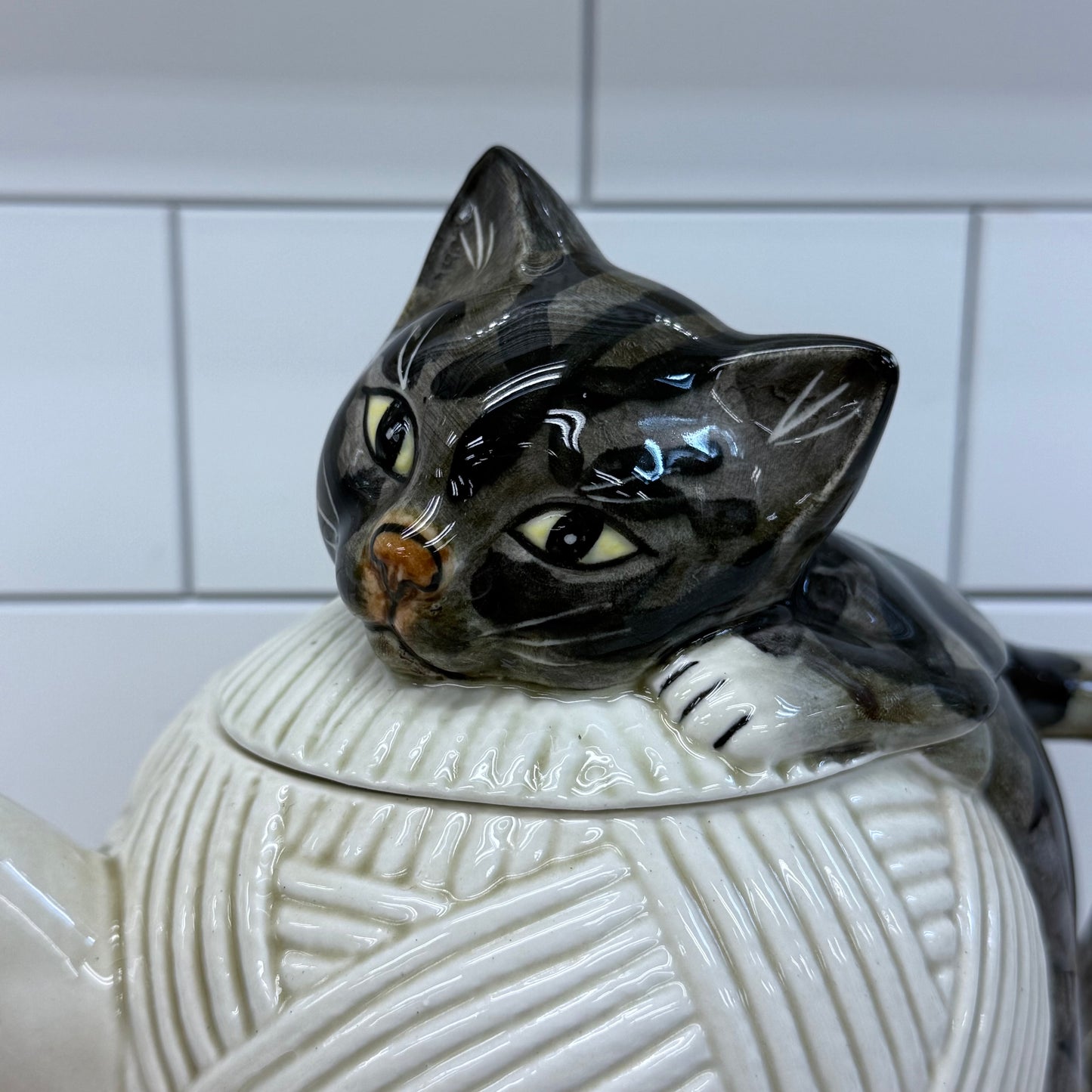 Mann Ceramics Kitten & Yarn Ball Teapot, 1970s
