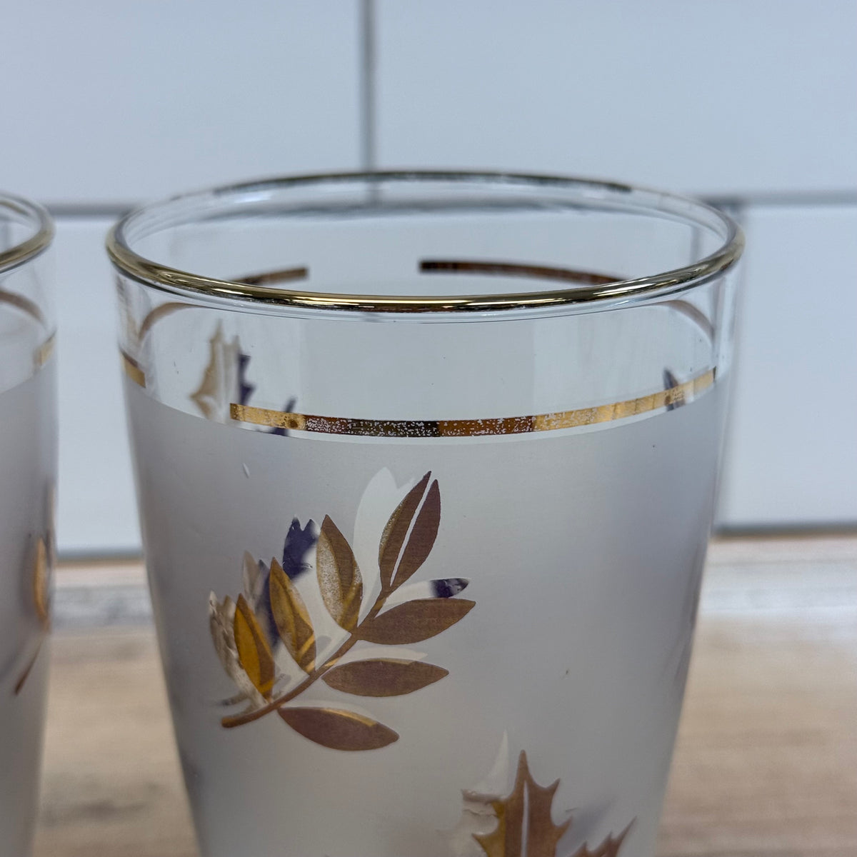 Libbey Golden Foliage Glassware Set of 9 Vintage
