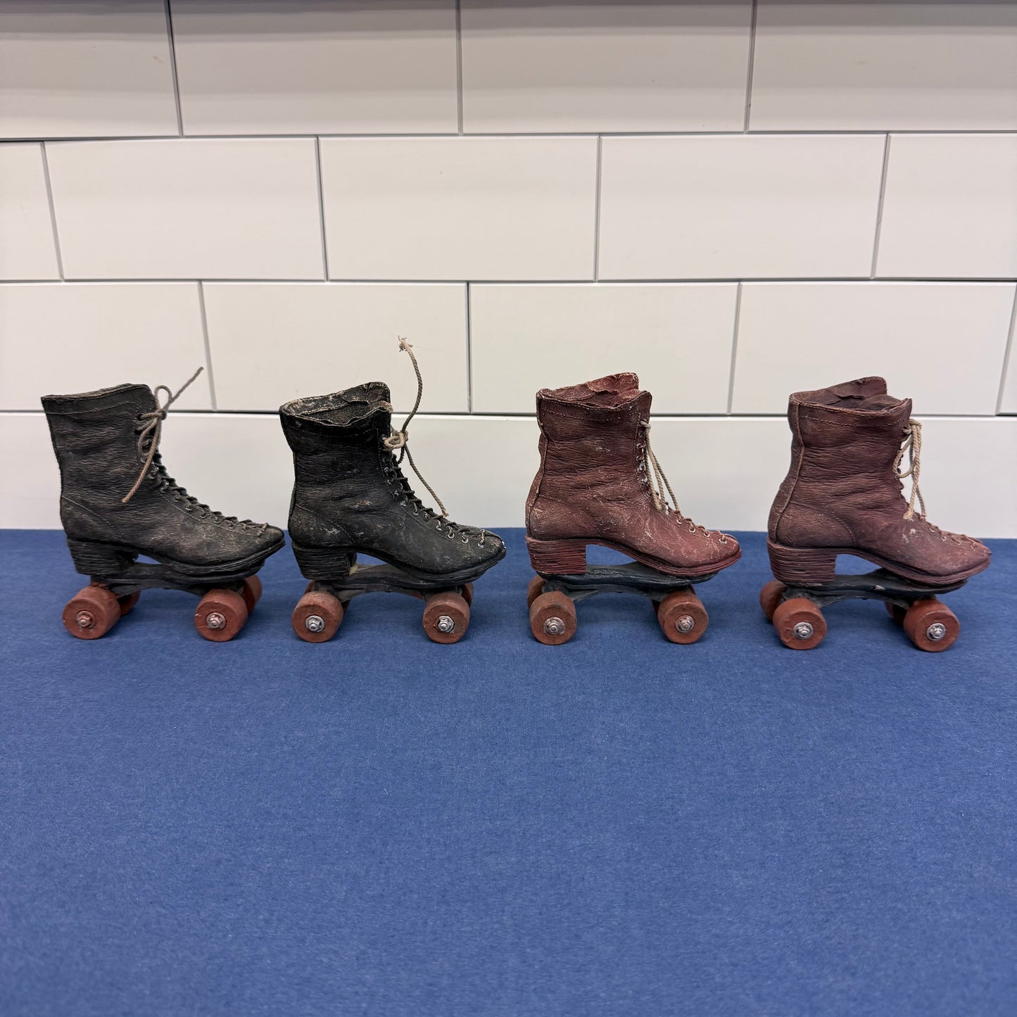 Vintage Roller Skate Figurines Set of 7 Resin Retro Rink Decor