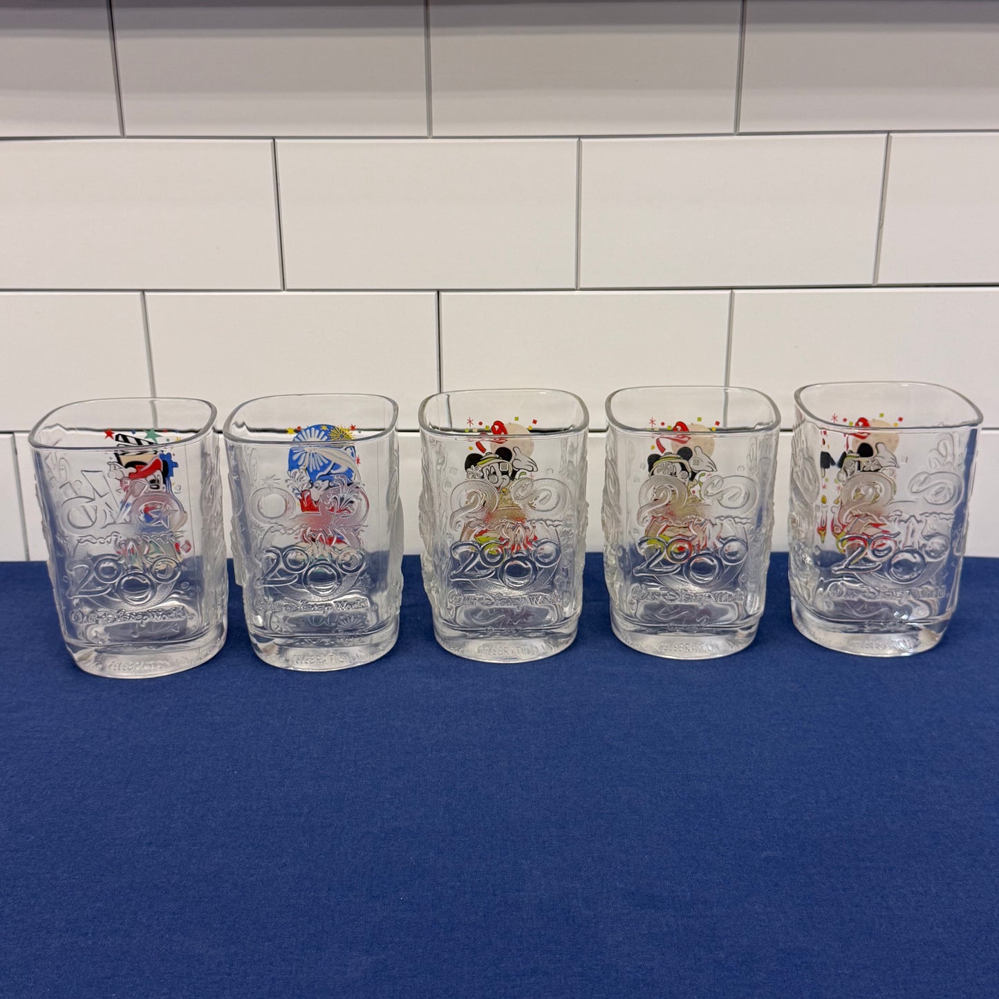 McDonald's Disney World Celebration 2000 Glasses Set of 5 Vintage