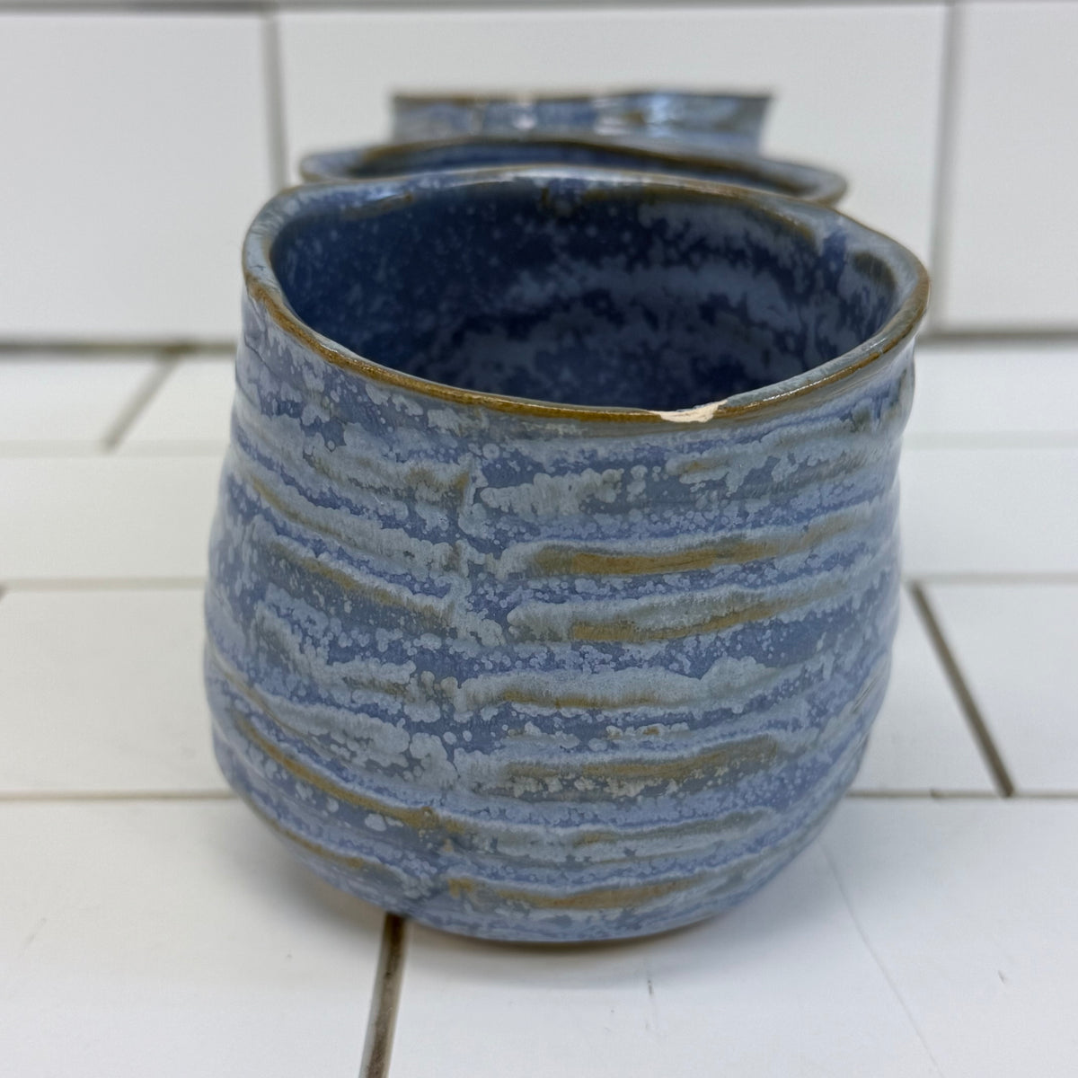 Rustic Wood Tray Bowl & Blue Ceramic Decor Set