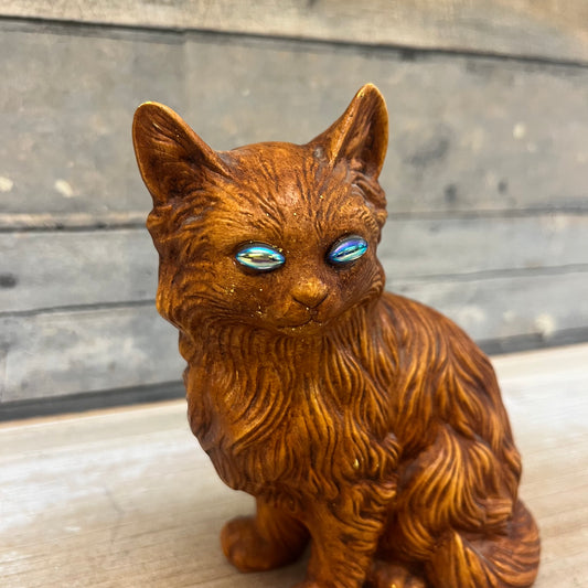 Bejeweled Cat Figurine, Signed