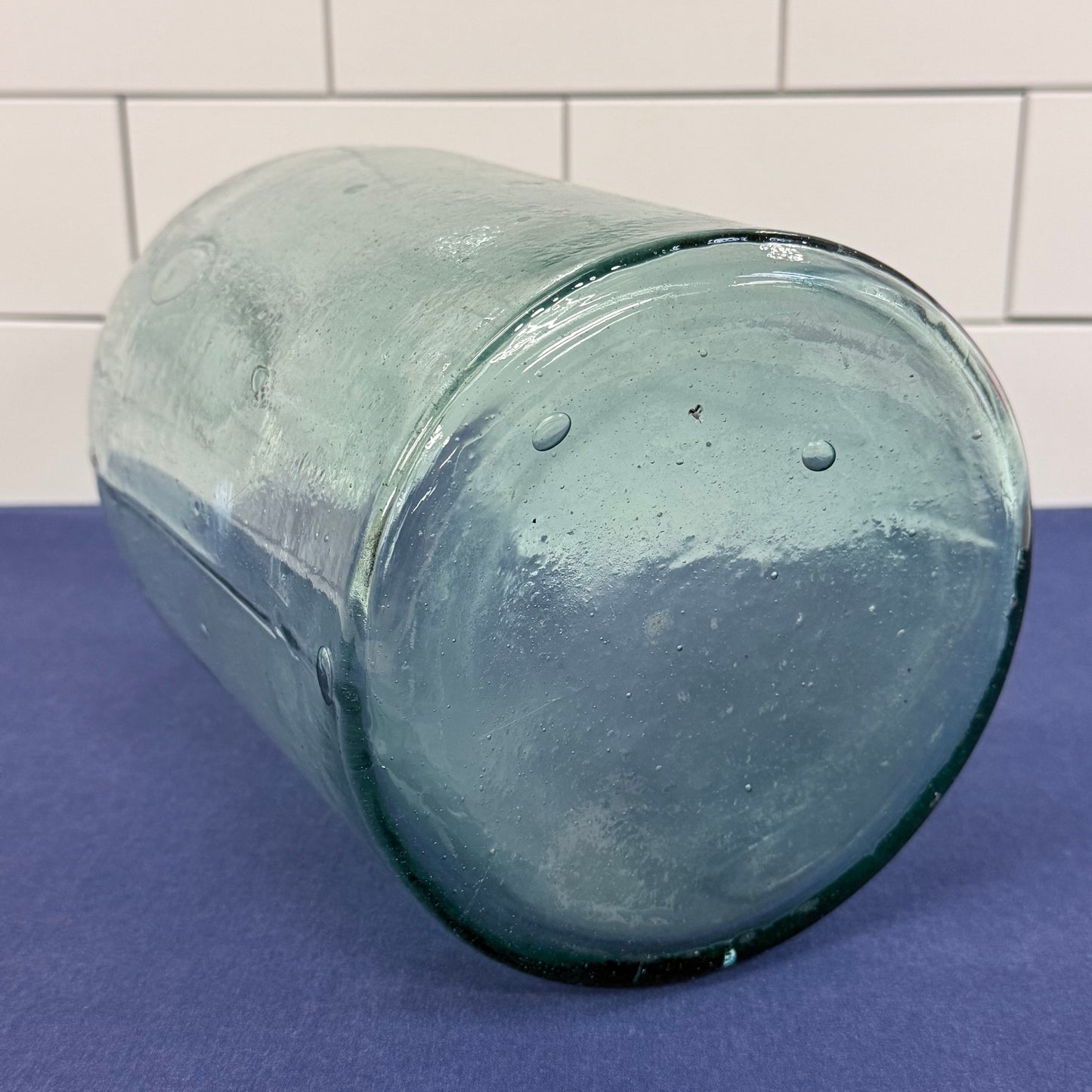 Hand Blown Aqua Glass Bottle Primitive Antique Demijohn