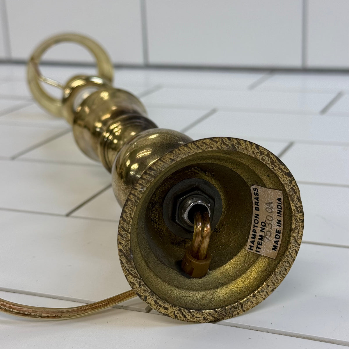Hampton Brass Table Lamp Black Tole Shade 1990s