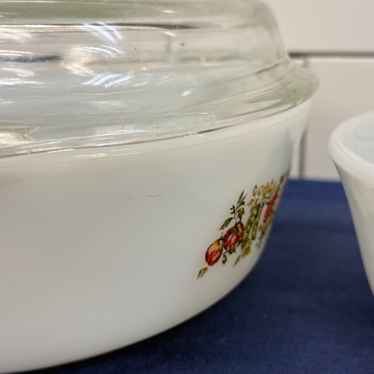 Fire-King Vegetable Pattern Casserole Dishes Set of 2 Vintage