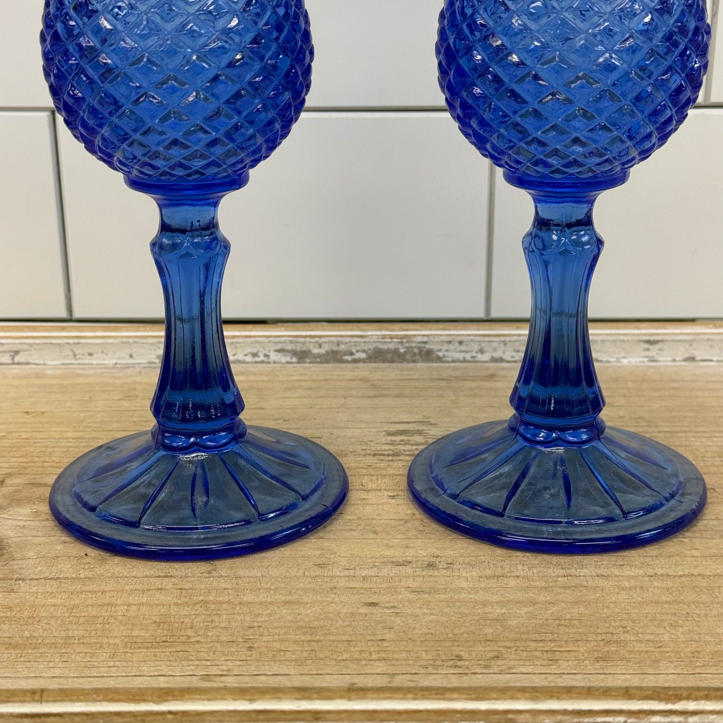 Avon Fostoria George Washington Cameo Cobalt Goblets Set 2 1976