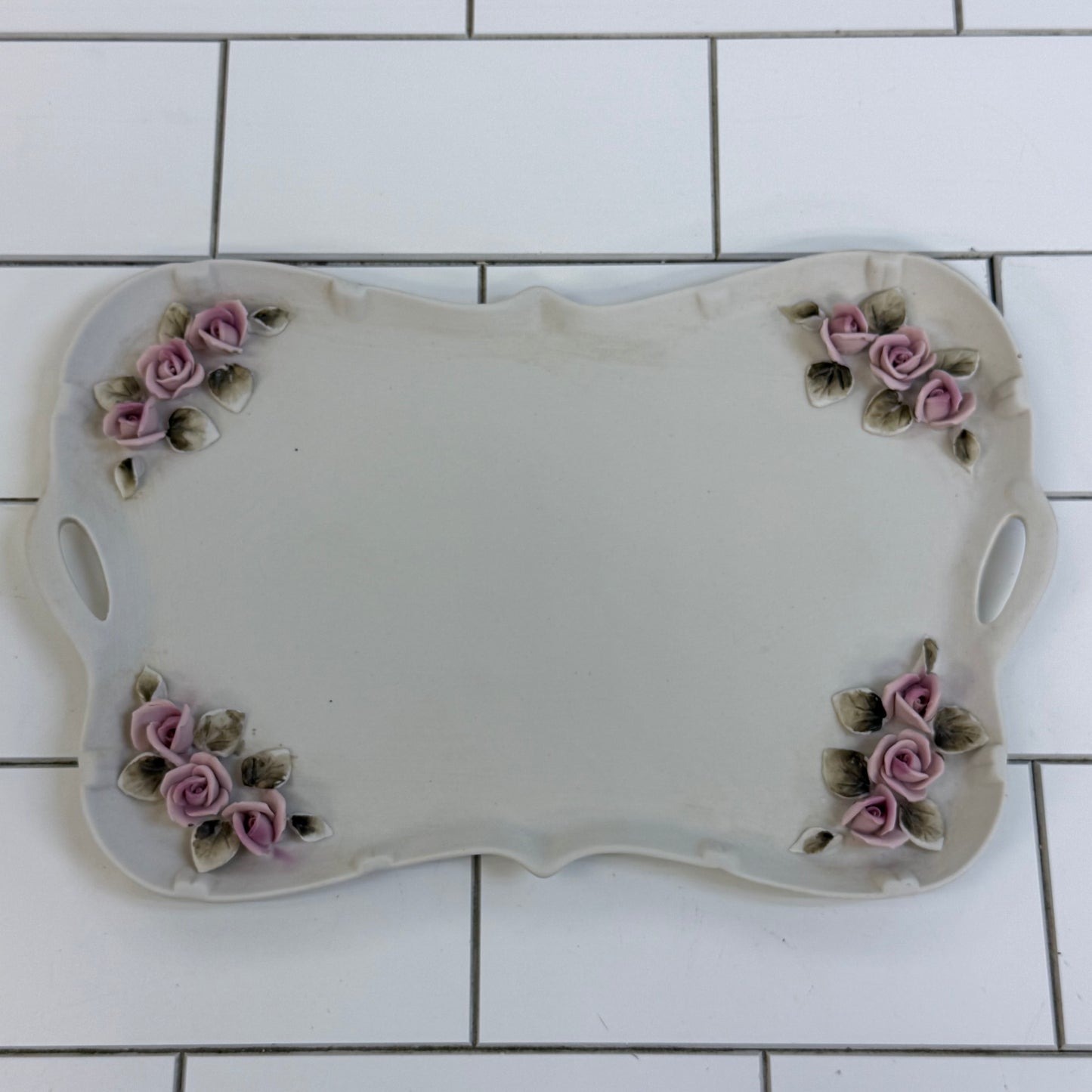 Arnart Bisque Porcelain Rose Vanity Set of 4
