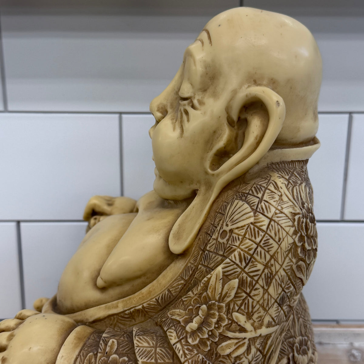 Laughing Buddha Resin Composite Statue Heavy Base