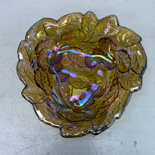 Indiana Marigold Carnival Glass Loganberry Bowl