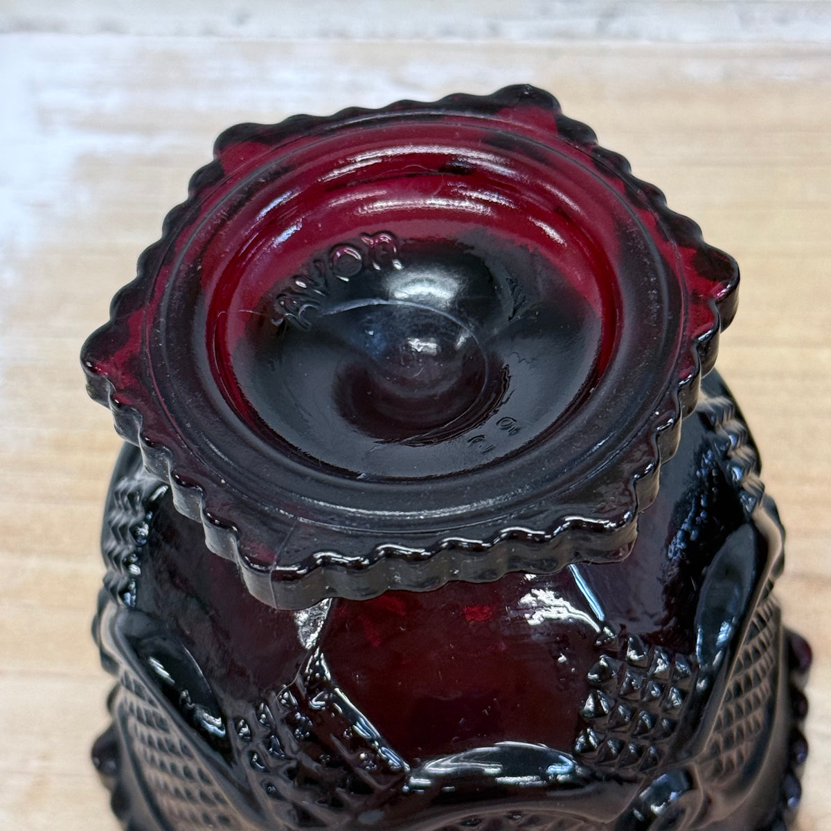 Avon Cape Cod Ruby Red Glass Wine Glasses & Sugar Bowl Set