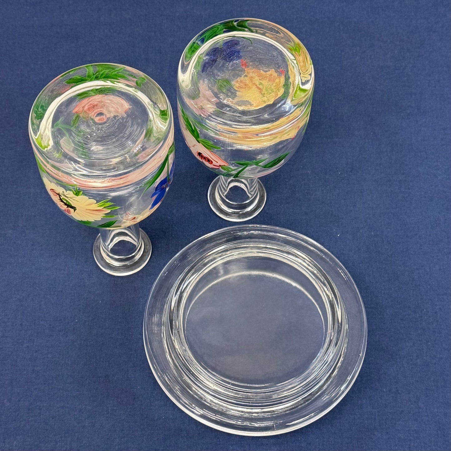 Royal Danube Hand Painted Floral Crystal Kitchenware Lot of 8