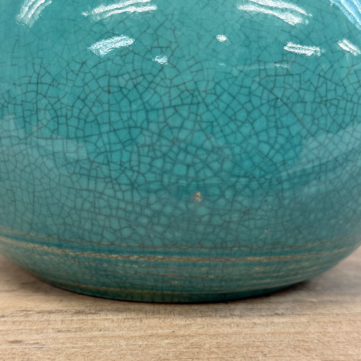 Turquoise Blue Crackle Glaze Ceramic Pottery Pitcher