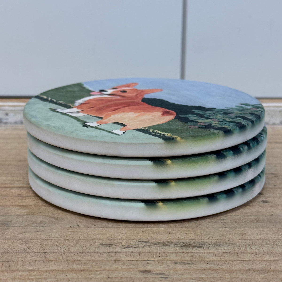 Zeppa Studios Corgi Fur Children Bisque Coasters Set of 4