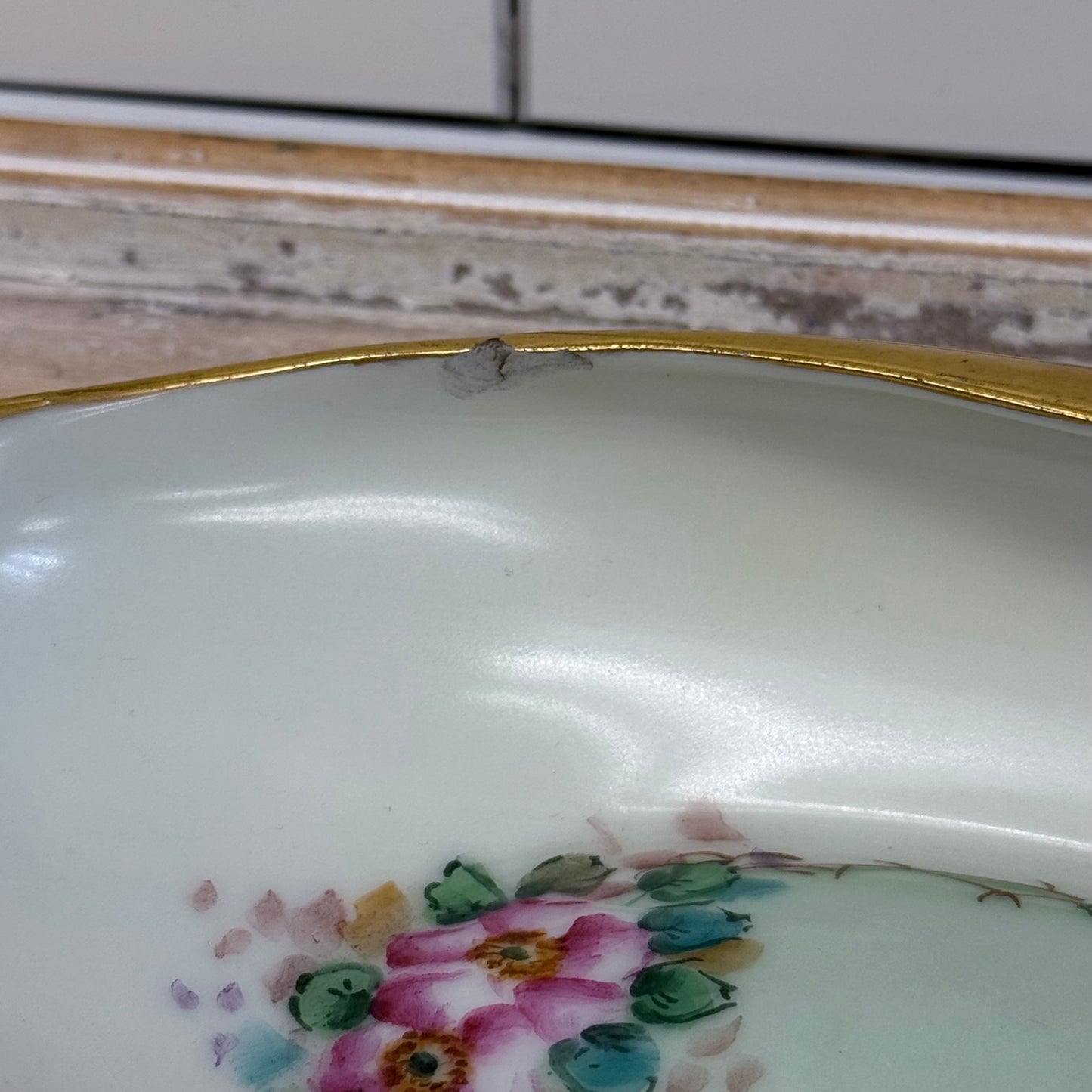 E.H. Heinrich Bavarian Floral Porcelain Relish Dish 1920s