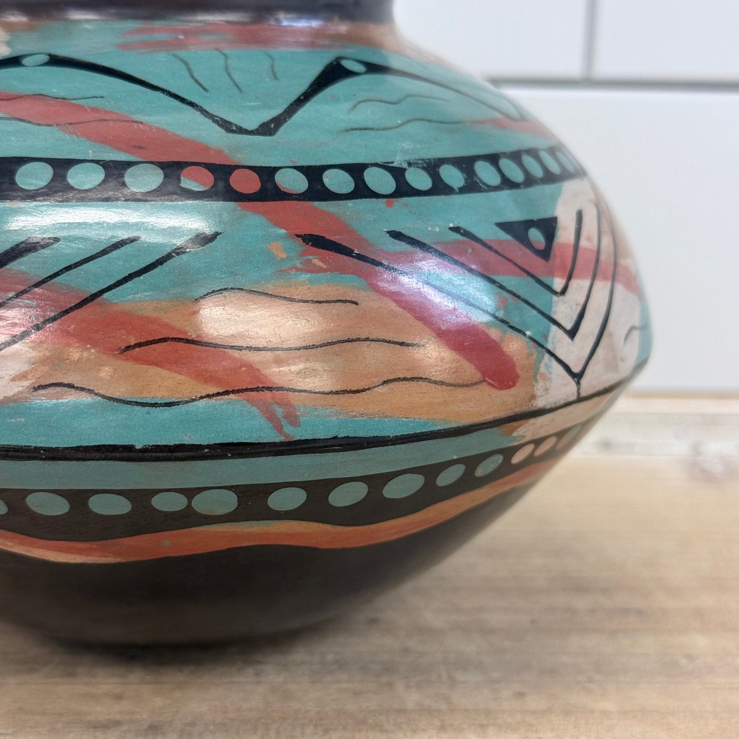 Santos Rivas Vilchez Peru Handcrafted Ceramic Vase Signed 2004
