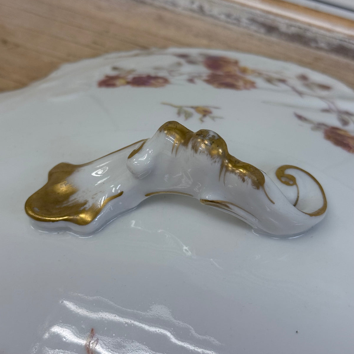 Jean Pouyat Limoges Rose Covered Vegetable Bowl c.1900
