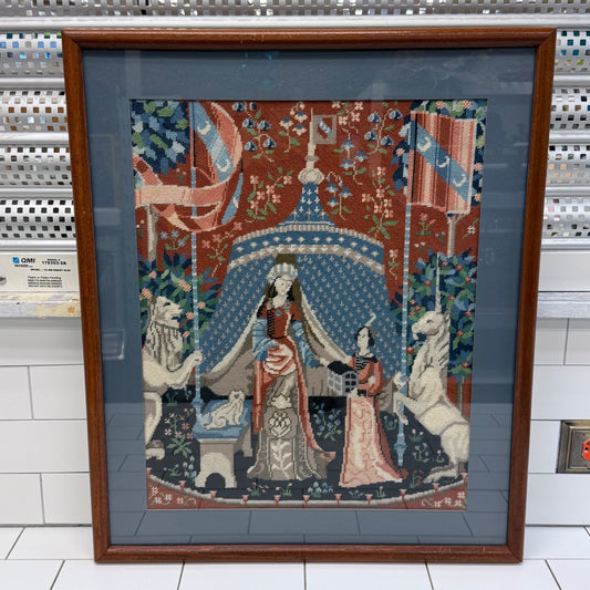 Lady & the Unicorn Needlepoint Medieval Tapestry Art