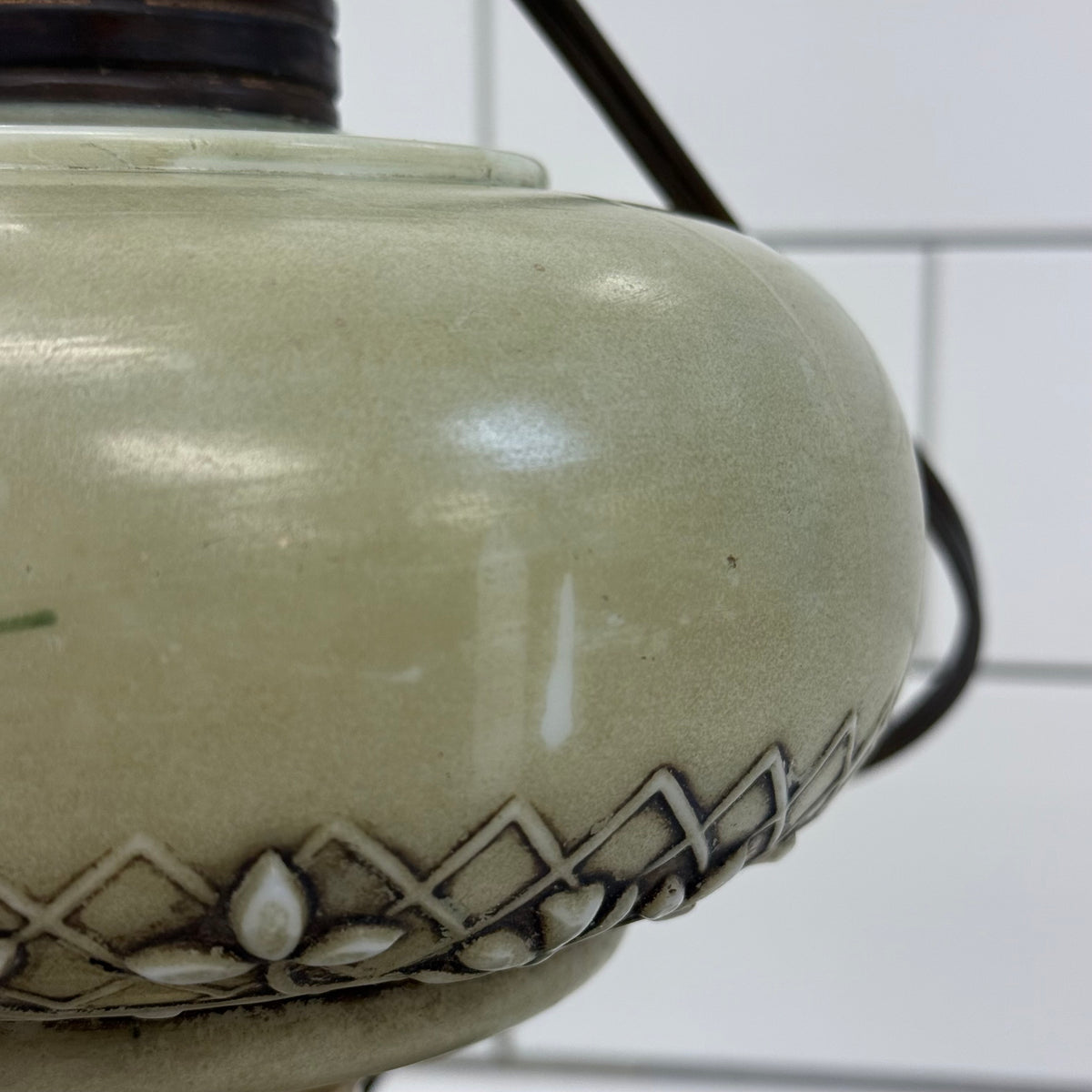 Victorian Style Floral Ceramic Table Lamp Ornate Metal Base