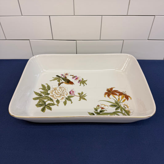 Shafford Chinese Garden Porcelain Baking Dish Japan 1970s