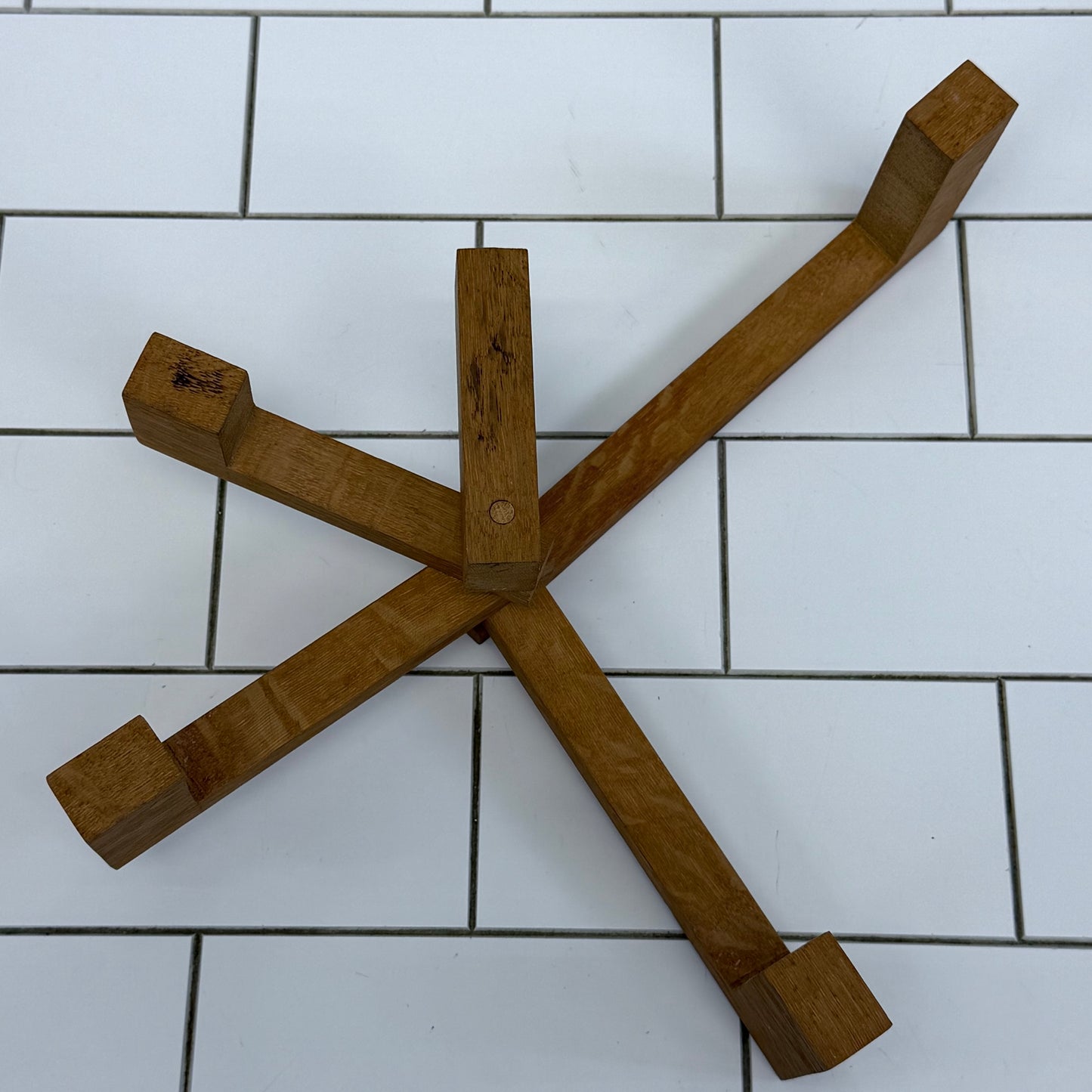 Folding Wooden Tiered Candlestick Holder Scandinavian Style Vintage