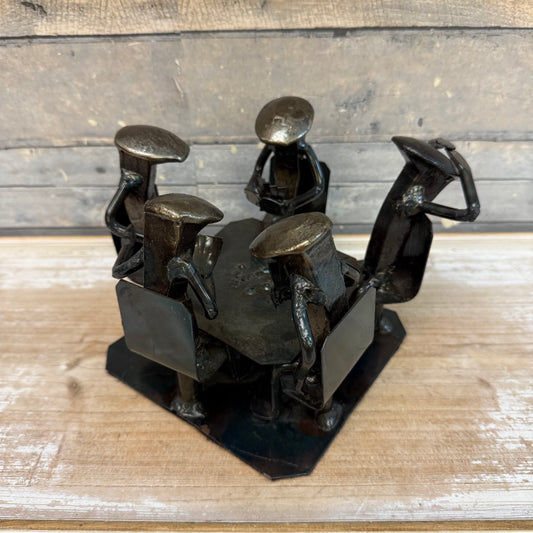 Roland Metal Art Poker Game Repurposed Metal Sculpture