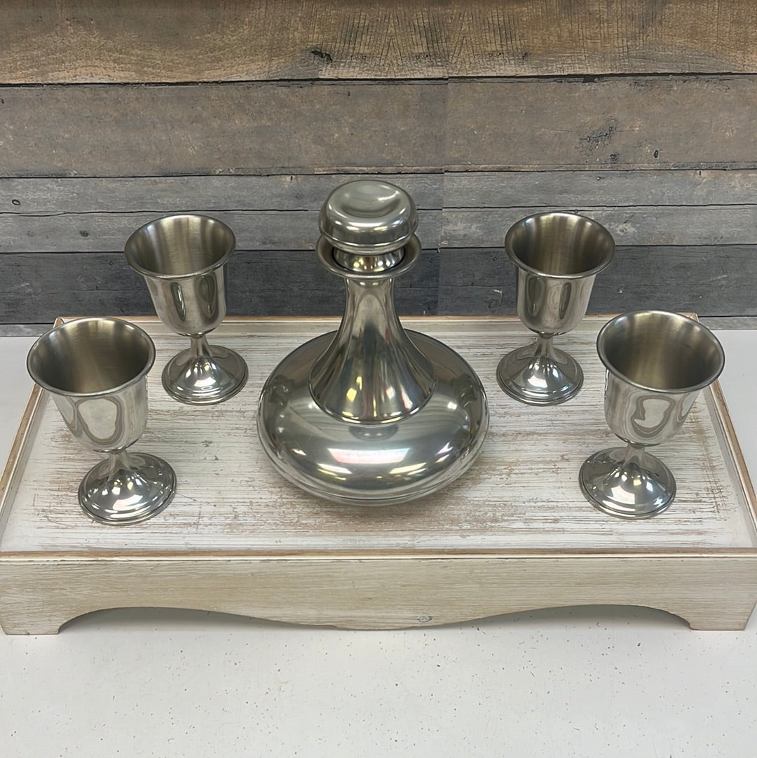 Kirk Steiff Pewter Decanter Set, 5 Piece 1990s