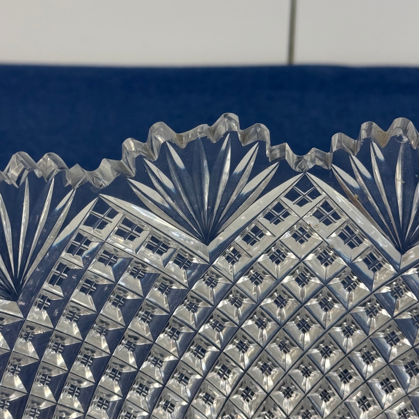 ABP Cut Crystal Bowl Diamond & Fan Pattern c1890-1915